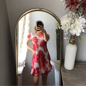 Summer t shirt floral pink white dress